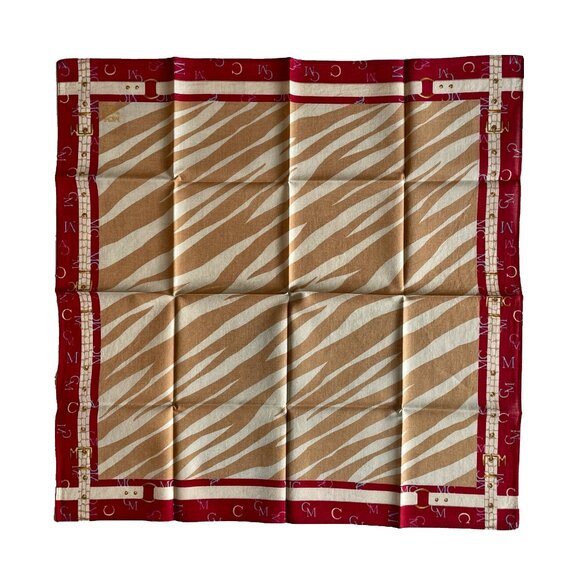 MCM Cotton Scarf – Zebra Stripe & Logo Border Print - Picture 1 of 11
